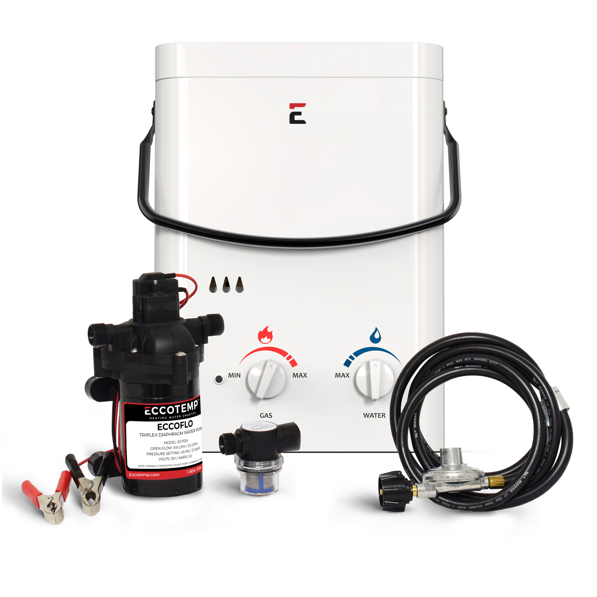 Eccotemp Portable Tankless Water Heater with Pump and Strainer — 1.5